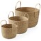 Casafield Set of 3 Braided Seagrass Baskets with Jute Handles - Natural, Woven Storage Basket Planters, Boho Decor for Entryway, Living Room, Bedroom